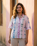 Woman wearing The Cloudwash Pastel, soft muted pastel cotton