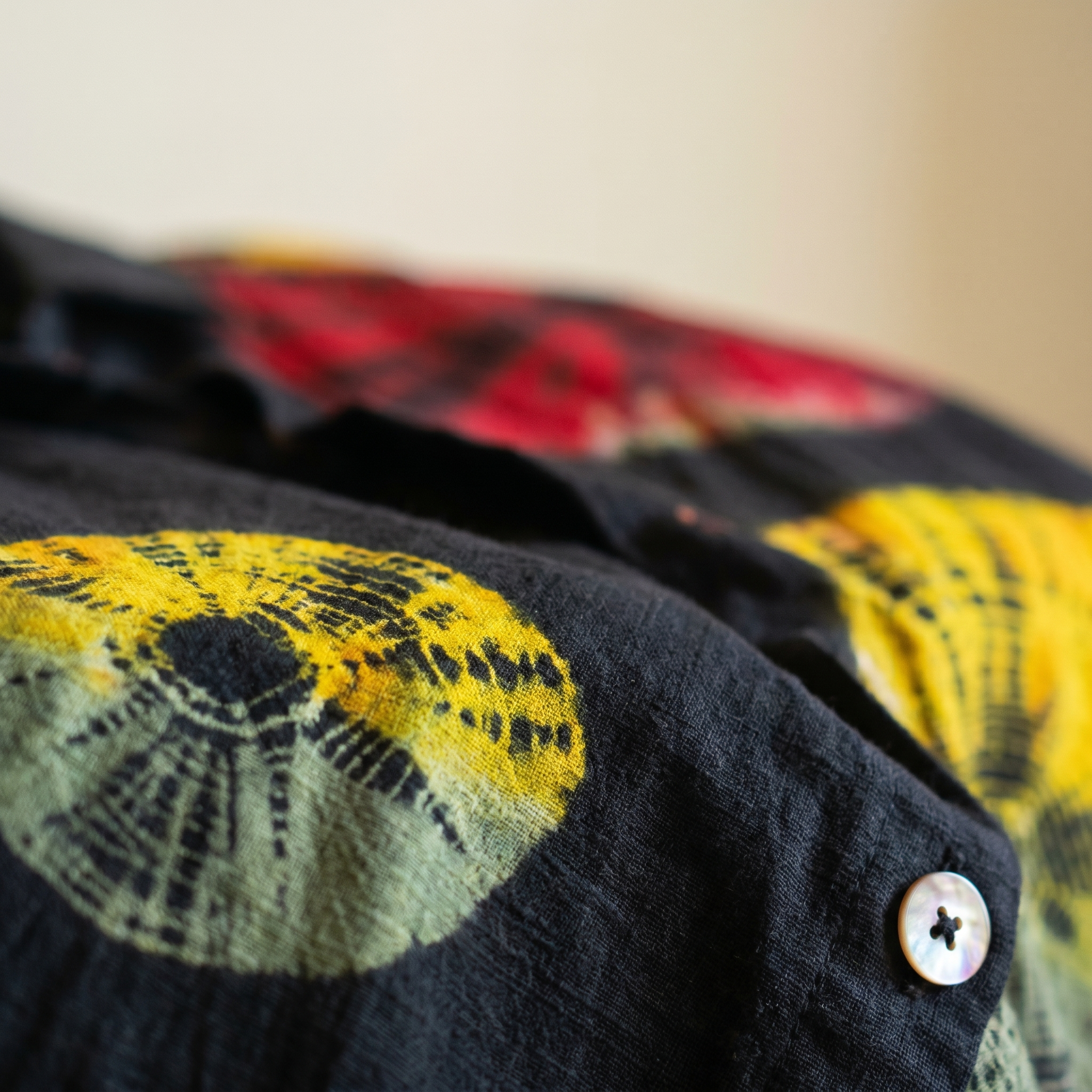 The Solar Burst, close up of radial print fabric