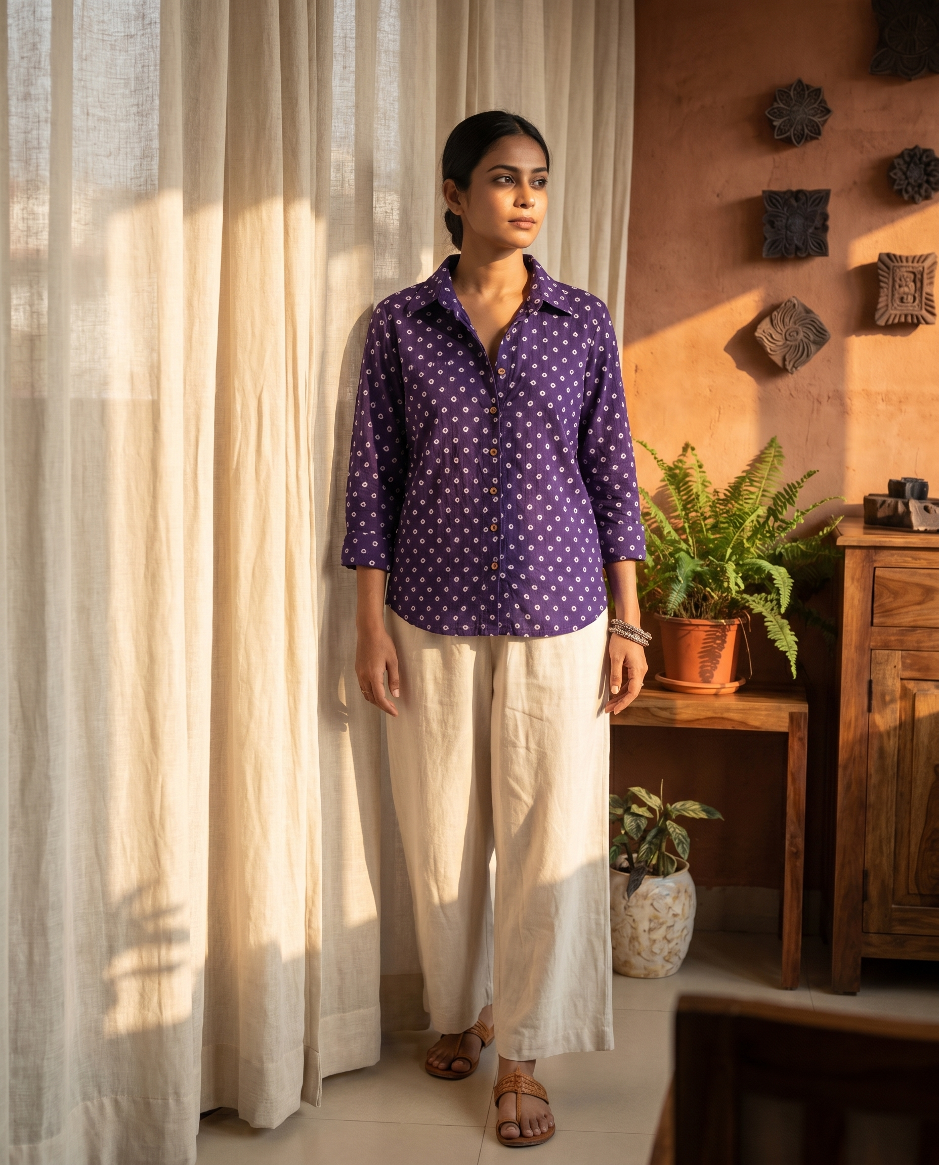 The Indigo Bandhani on model, lifestyle shot