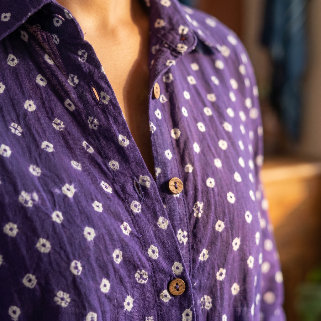 The Indigo Bandhani, close up of bandhani tie dots