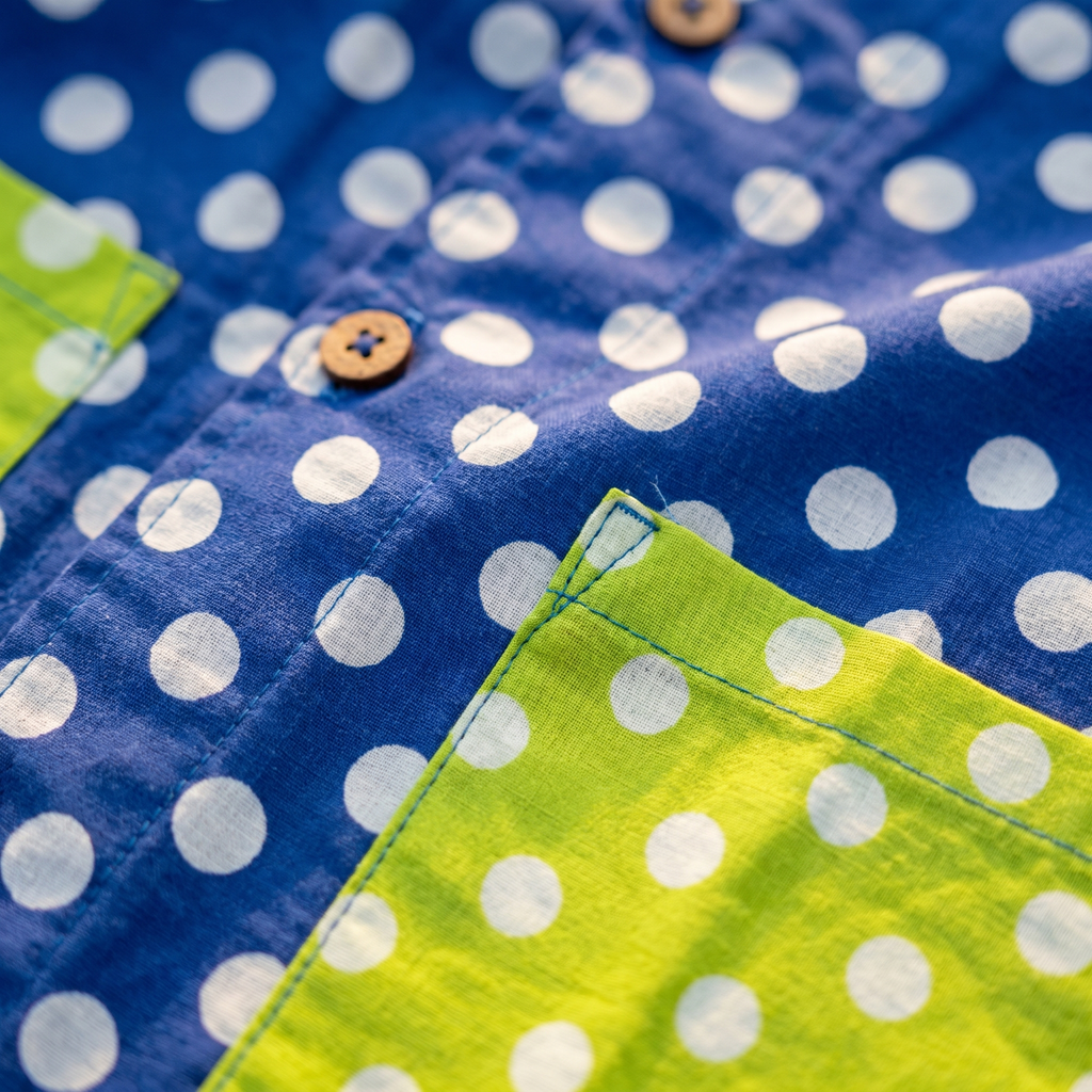 The Polka Dot Capsule, close up of polka dot fabric