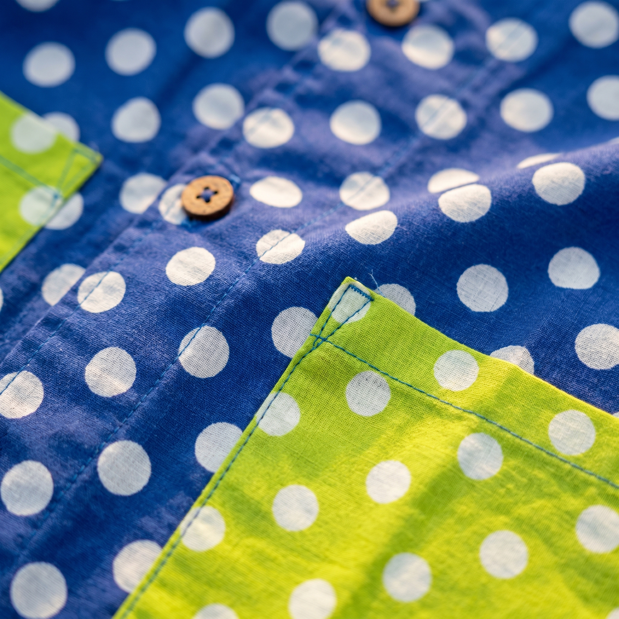 The Polka Dot Capsule, close up of polka dot fabric